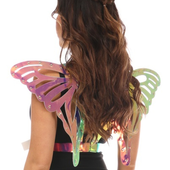Daisy Corsets Tops - Daisy Corsets Rainbow Holo Body Harness w/wings